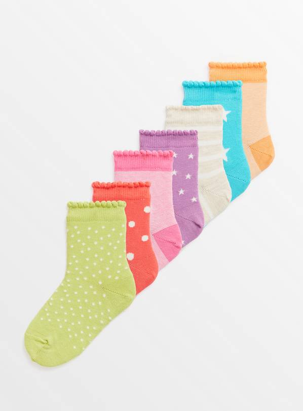 Bright Star Stripe Socks 7 Pack 4-5.5